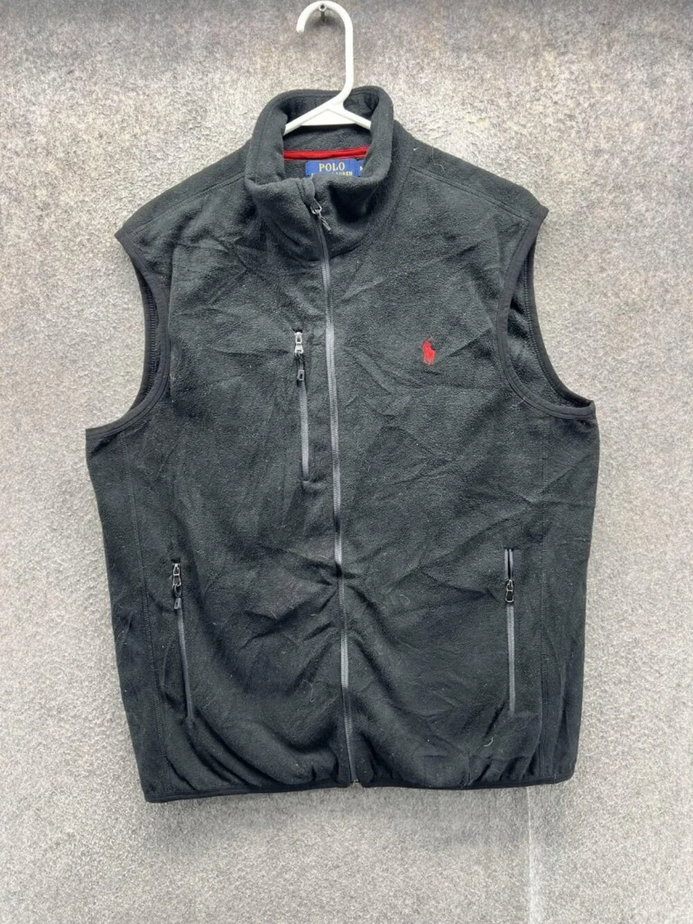 Polo Ralph Lauren Vest Mens Medium Black Fleece Full Zip Performance Outdoor